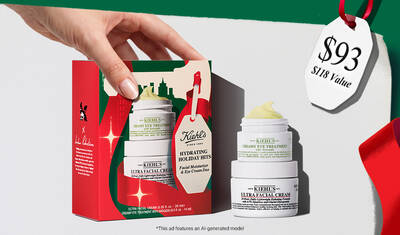 Hydrating Holiday Hits" skincare gift set on a green background, featuring Ultra Facial Cream and Creamy Eye Treatment with Avocado in festive packaging.​