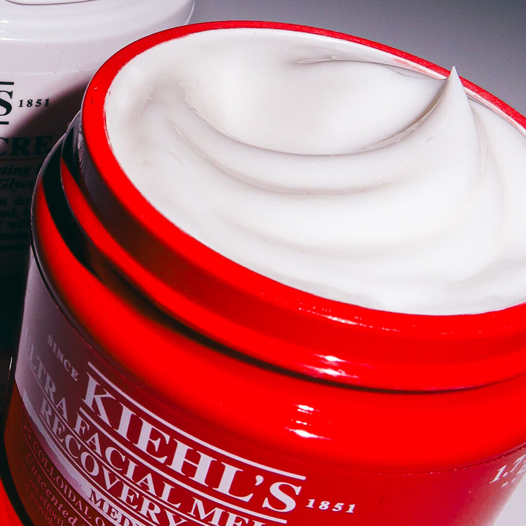 Open jar of Kiehl’s Ultra Facial Meltdown Recovery Cream and Ultra Facial Cream