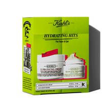 Kiehl's "Hydrating Hits" gift set for face and eye, featuring Ultra Facial Cream and another hydrating cream.