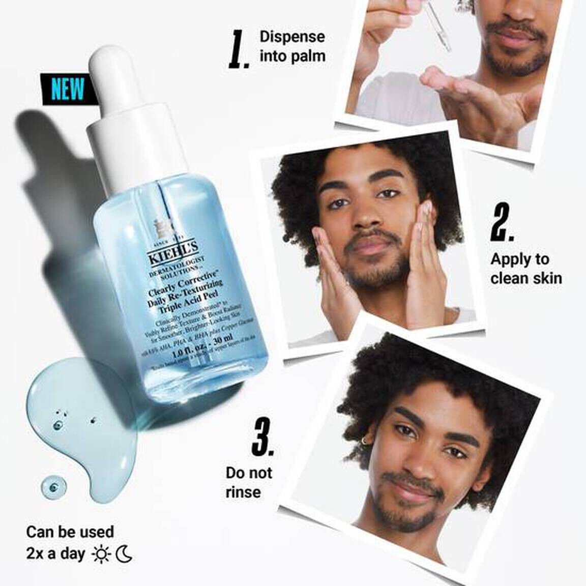 How to use Kiehl’s triple acid peel - apply to clean skin and do not rinse