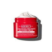 Red jar of Kiehl’s Ultra Facial Meltdown Recovery Cream Whip, 50ml size, showing a whipped cream texture.