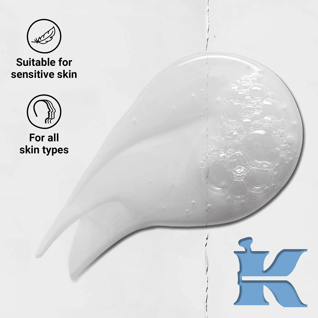 Kiehl’s facial foaming cleanser formula swatch featuring a smooth, lightweight texture.