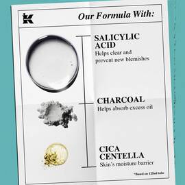 Salicylic Acid, Charcoal, and Cica Centella ingredient images ​